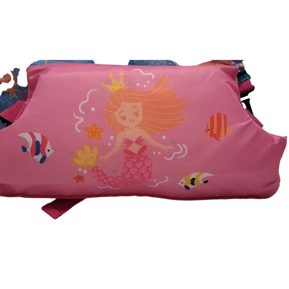 Lifeguard Kids Swim Float Vest Arm Bands 33-55 lbs Mermaid 3pc Set New
